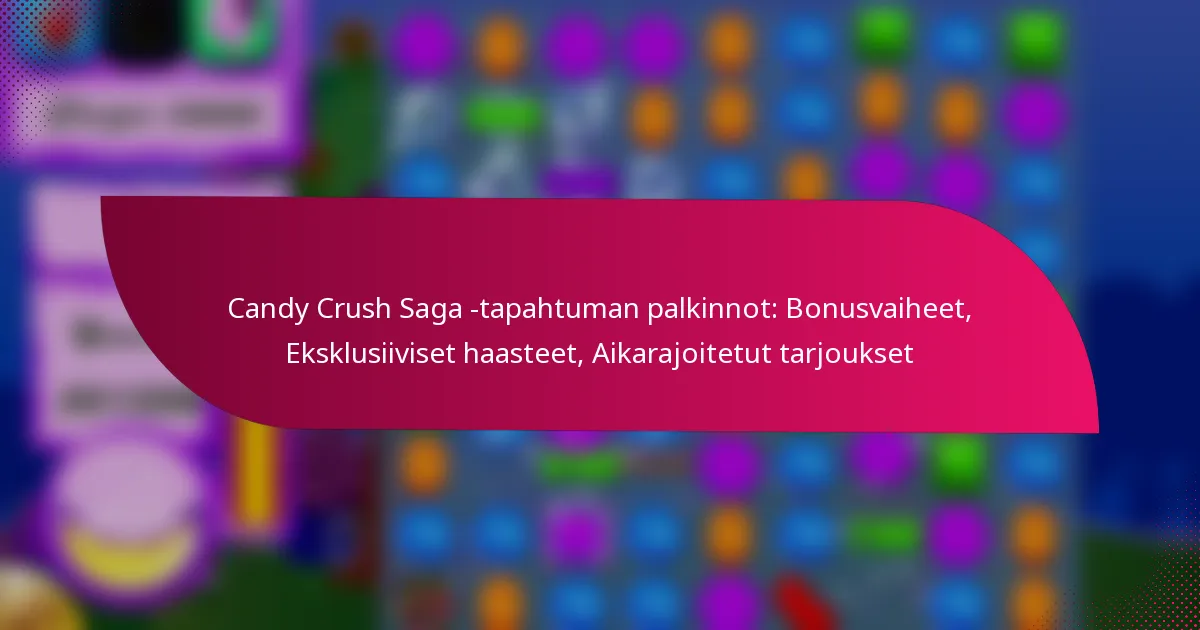 Candy Crush Saga -tapahtuman palkinnot: Bonusvaiheet, Eksklusiiviset haasteet, Aikarajoitetut tarjoukset