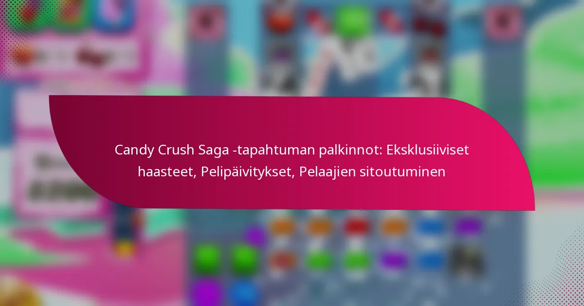 Candy Crush Saga -tapahtuman palkinnot: Eksklusiiviset haasteet, Pelipäivitykset, Pelaajien sitoutuminen