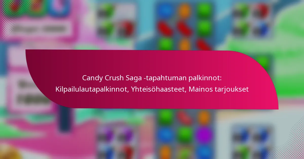 Candy Crush Saga -tapahtuman palkinnot: Kilpailulautapalkinnot, Yhteisöhaasteet, Mainos tarjoukset