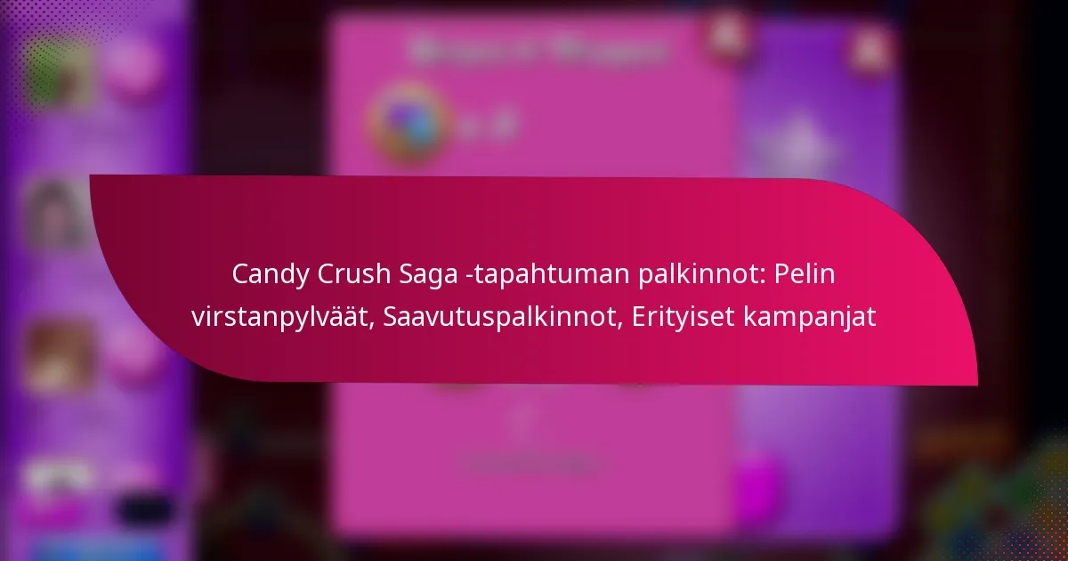 Candy Crush Saga -tapahtuman palkinnot: Pelin virstanpylväät, Saavutuspalkinnot, Erityiset kampanjat