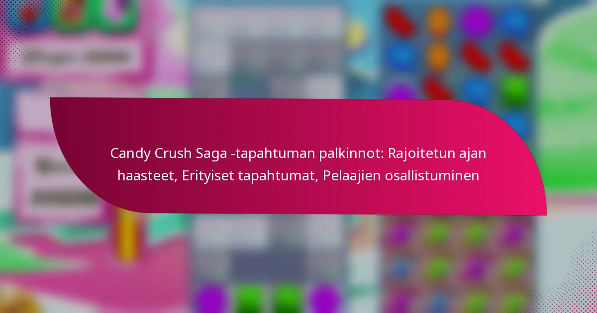 Candy Crush Saga -tapahtuman palkinnot: Rajoitetun ajan haasteet, Erityiset tapahtumat, Pelaajien osallistuminen