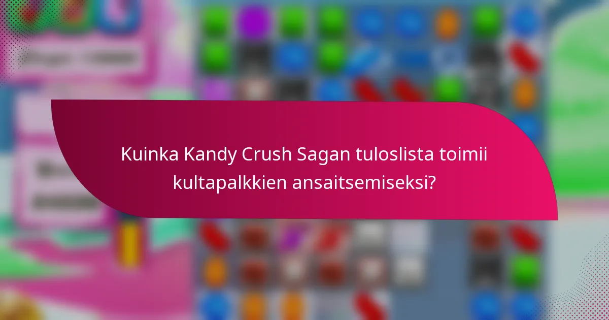 Kuinka Kandy Crush Sagan tuloslista toimii kultapalkkien ansaitsemiseksi?