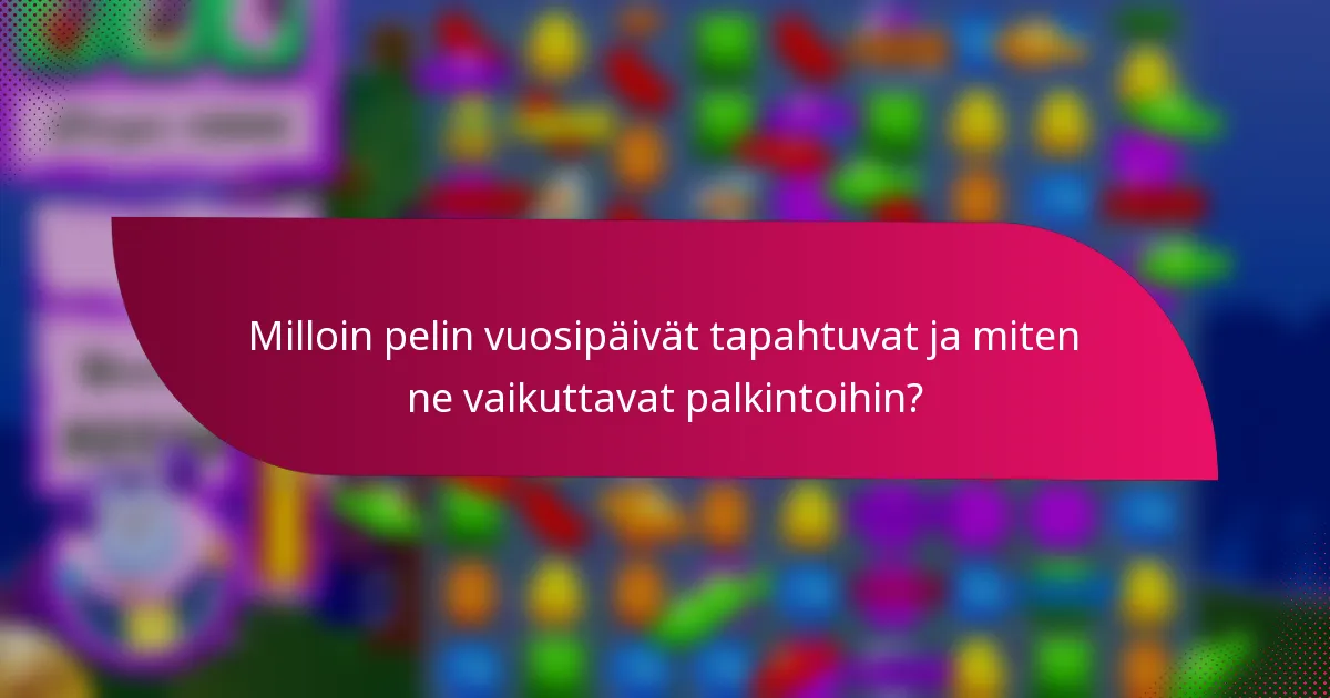 Milloin pelin vuosipäivät tapahtuvat ja miten ne vaikuttavat palkintoihin?