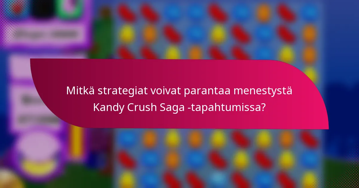 Mitkä strategiat voivat parantaa menestystä Kandy Crush Saga -tapahtumissa?